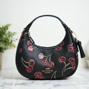 Coach CCZ22 Carmen Mini Crossbody Bag w Cherry Print Leather Black Multi NWT